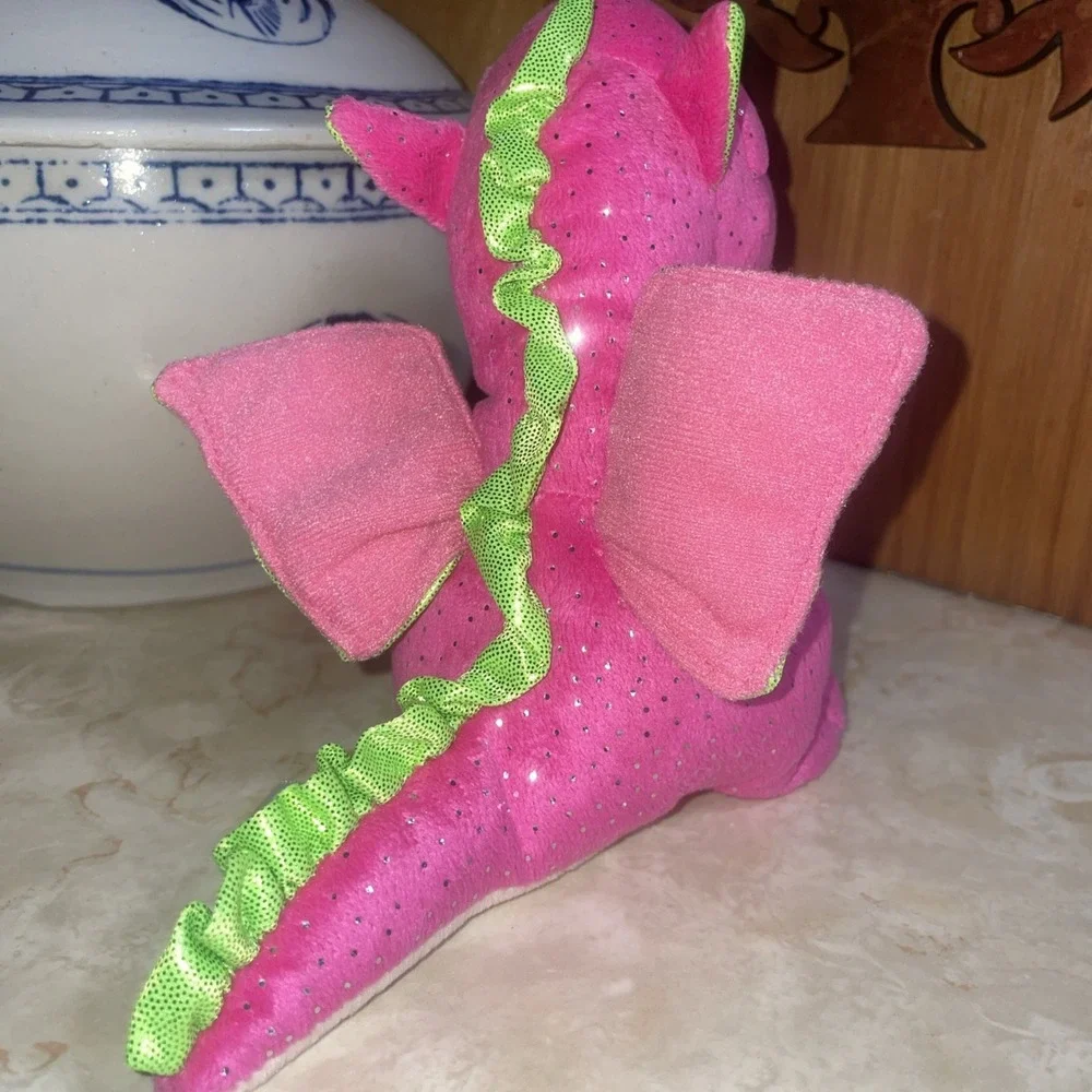 2016 Ty‎ Darla Dragon Sparkle Eyes Foil Wings Neon Pink & Green 6